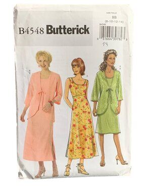 Butterick B4548 Sewing Pattern Misses Jacket & Dress Size 8-10-12-14 Uncut 2000s